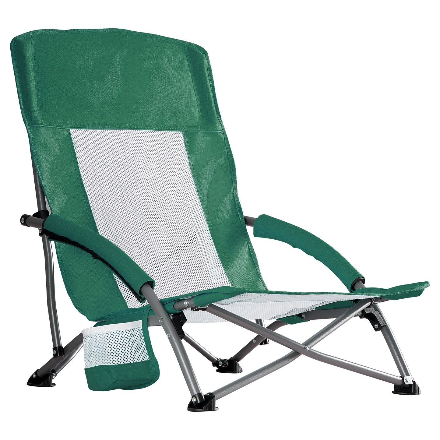 Outdoor Folding Camping Chair with Cup Holder, Mesh Storage Bag