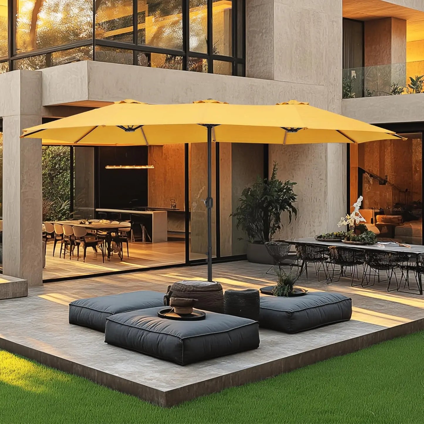 15ft Double Sided Patio Umbrella with Base Included