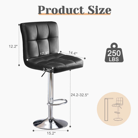 Counter Height Leather Bar Stools, Set of 2