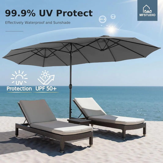 15ft Double Sided Patio Umbrella with Base Included