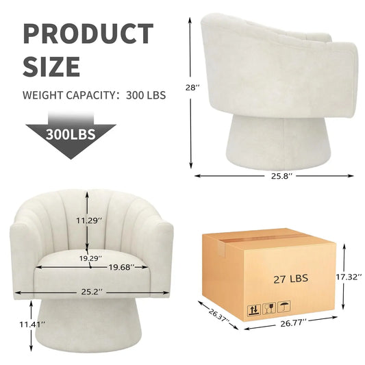 Swivel Velvet Upholstered Barrel Chair Set 2