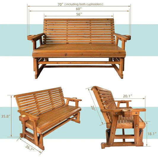 Glider Bench with Cup Holders
