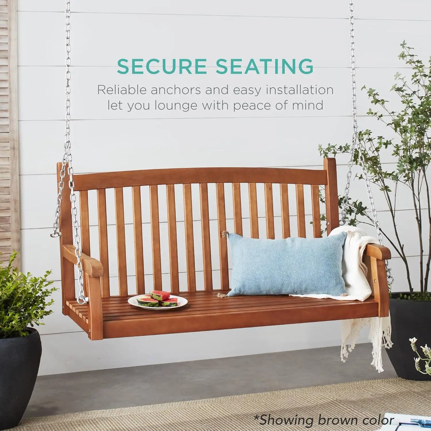 48in Wood hanging Porch Swing w/Mounting Chair Customized