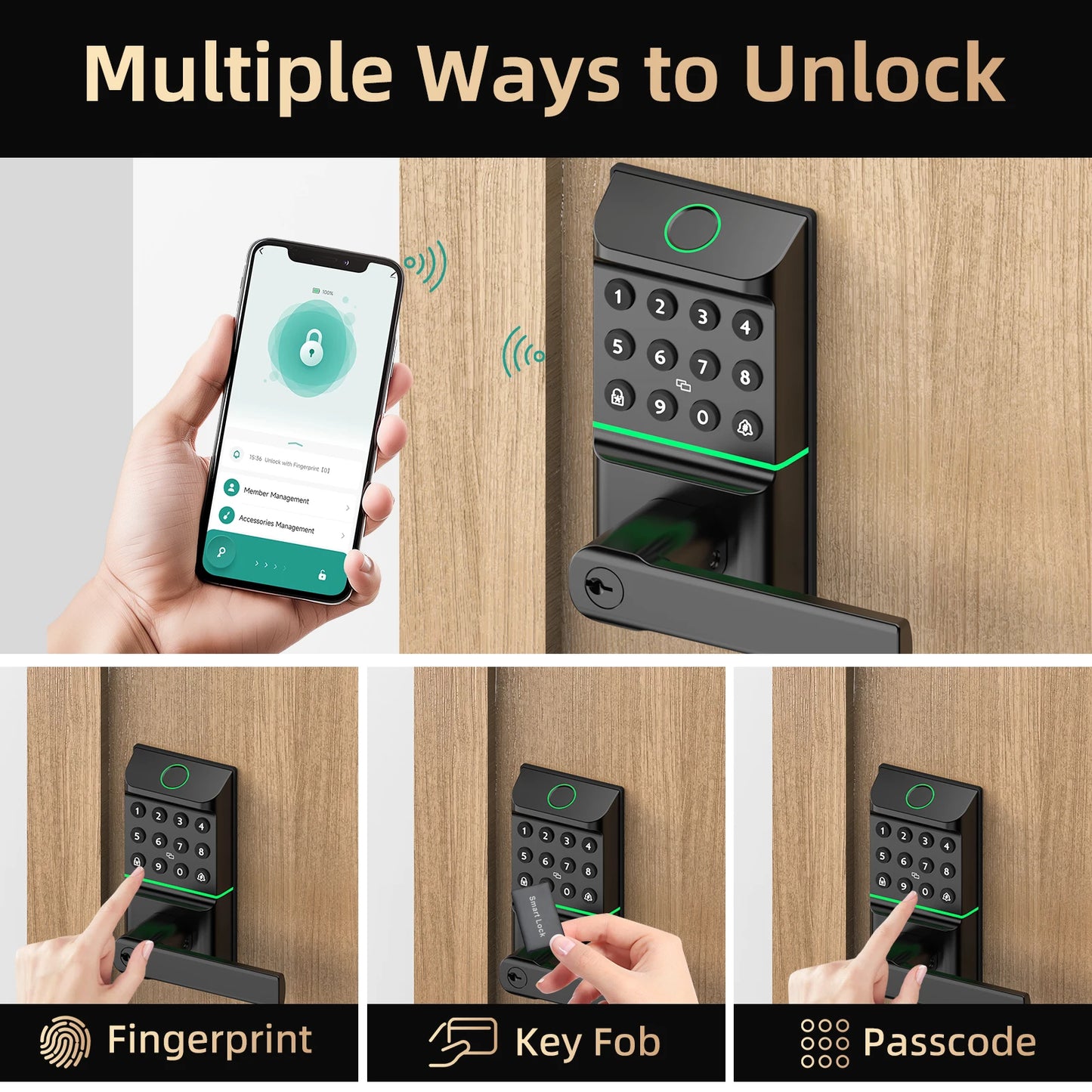 Smart Lock Fingerprint Door Lock App Control Passcode