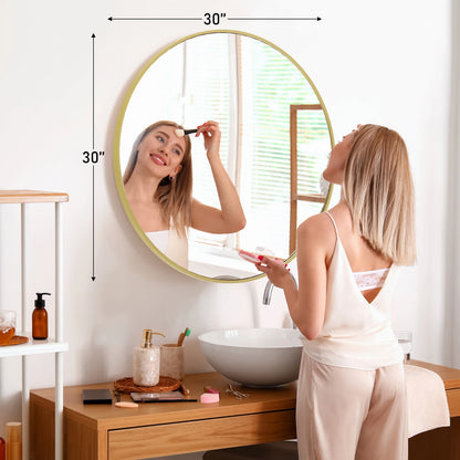 30 Inch Large Gold Round Framed Mirror