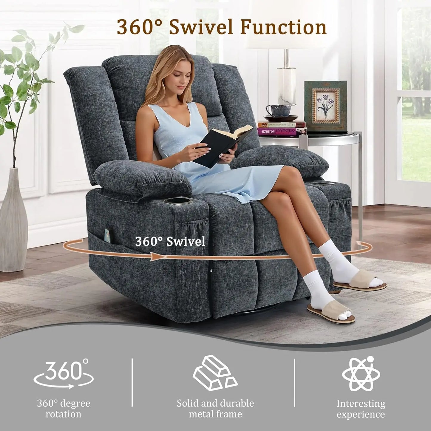 Customized Swivel Rocker Recliner with Massage and Heating
