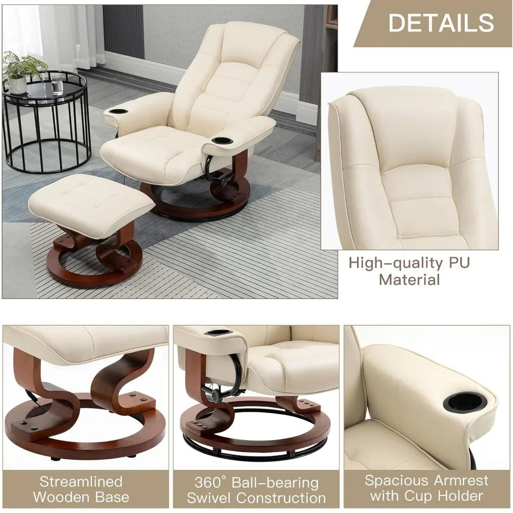 Customized Reclining Leather Chair with Vibration Massage