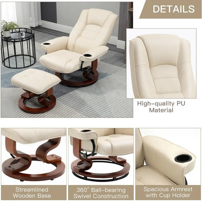 Customized Reclining Leather Chair with Vibration Massage