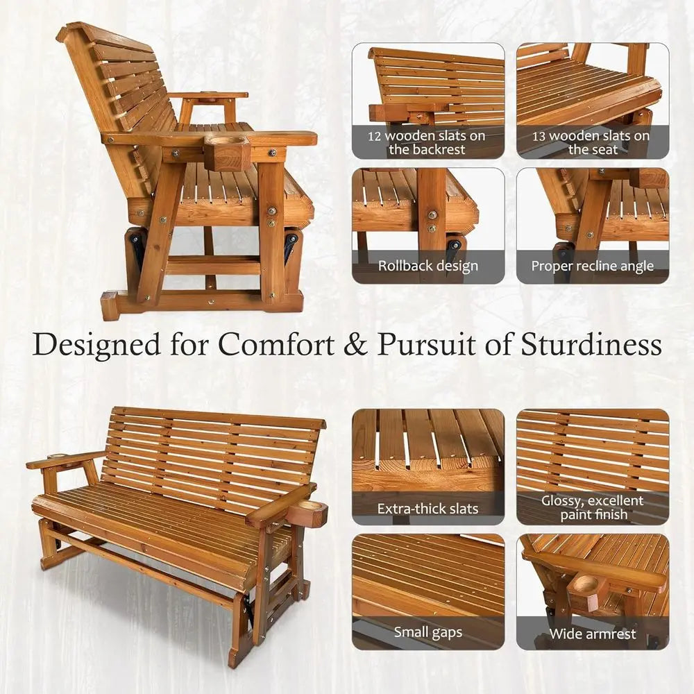 Glider Bench with Cup Holders