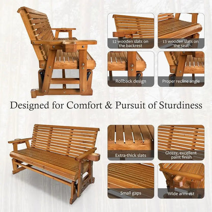 Glider Bench with Cup Holders