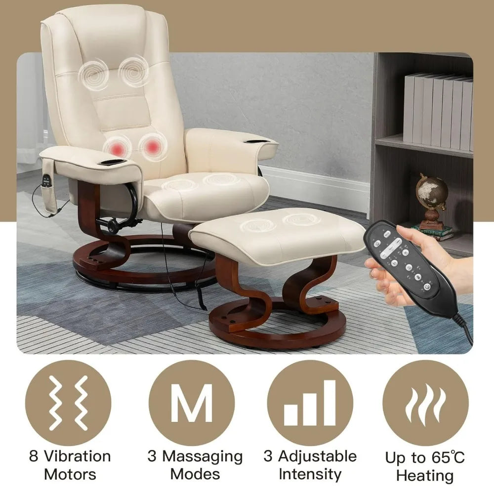 Customized Reclining Leather Chair with Vibration Massage