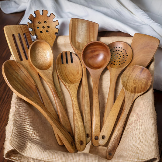10pcs Wooden Spoons Kitchen Wooden Utensils