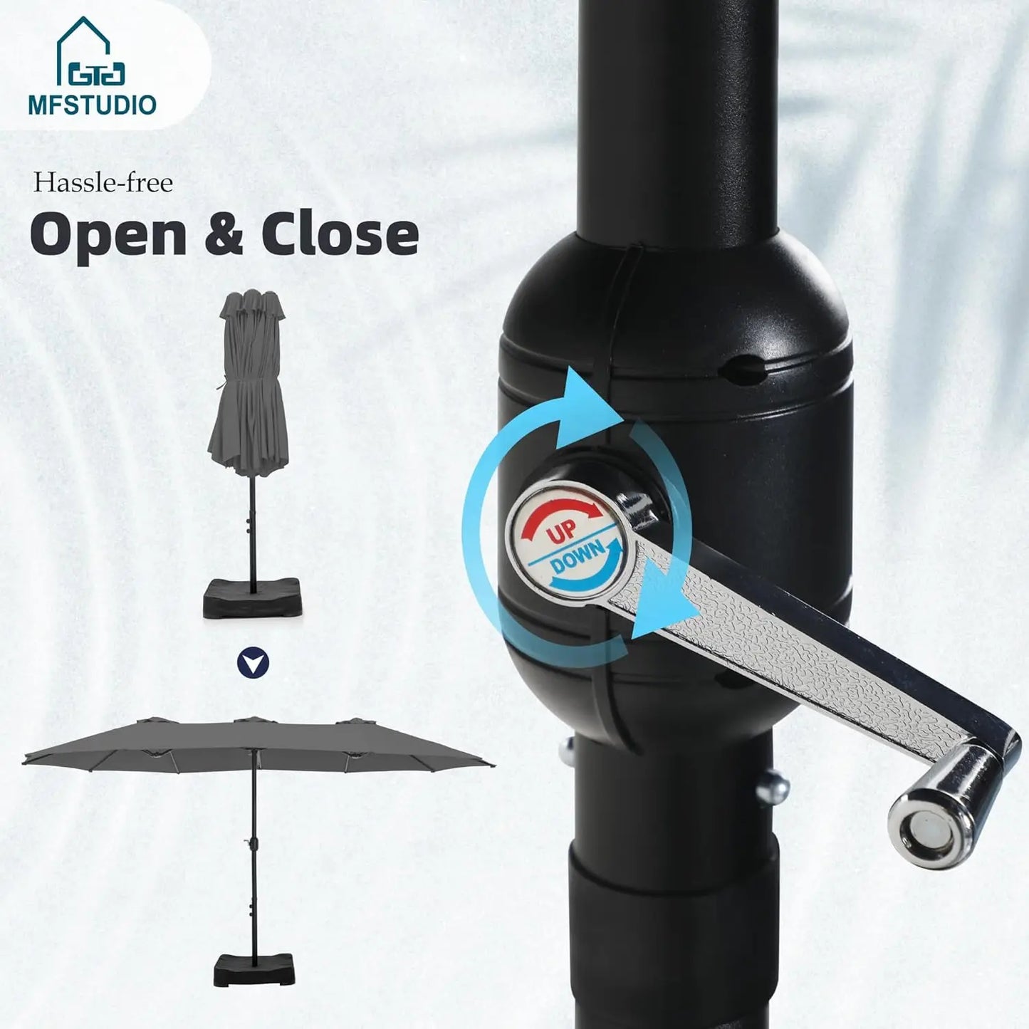 15ft Double Sided Patio Umbrella with Base Included