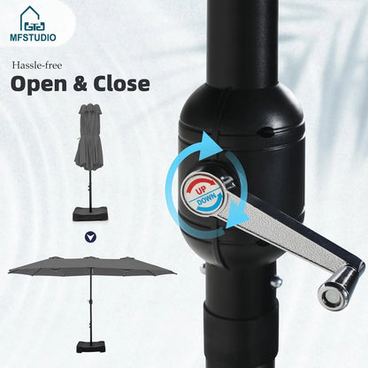 15ft Double Sided Patio Umbrella with Base Included