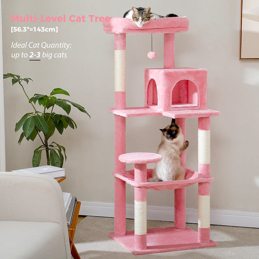 Cat Tower with Hammock, Scratching Posts, Cozy Condo and Top Perch