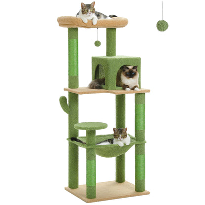 Cat Tower with Hammock, Scratching Posts, Cozy Condo and Top Perch