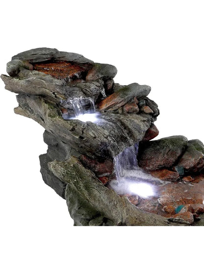 3-Tier Rainforest Rock River Water Fountain with LED Lights
