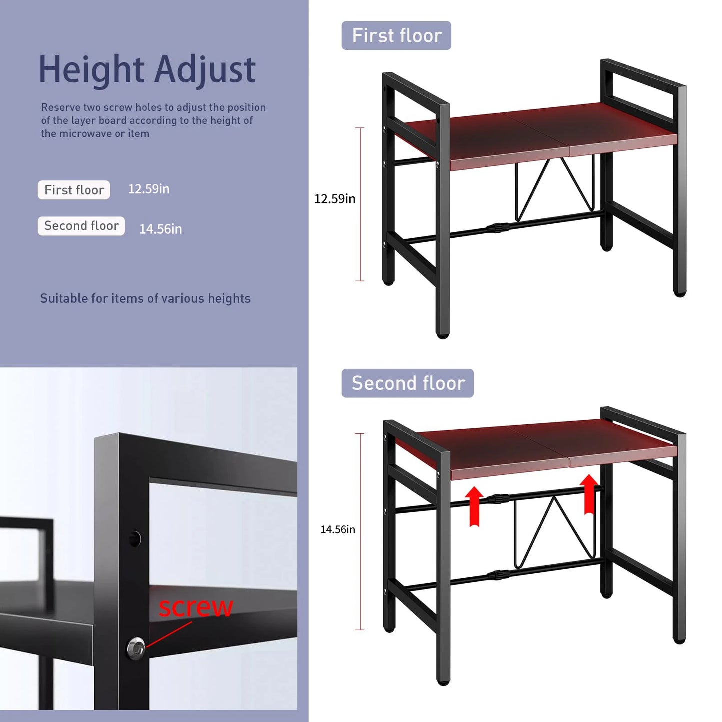 42-64cm Microwave Shelf Organizer,