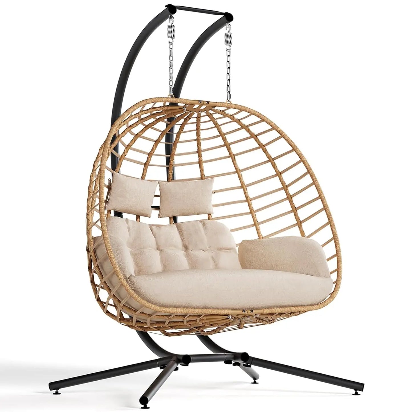 2 Person Hanging Wicker Hammock with Cushion Customized
