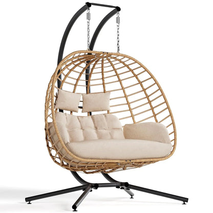 2 Person Hanging Wicker Hammock with Cushion Customized