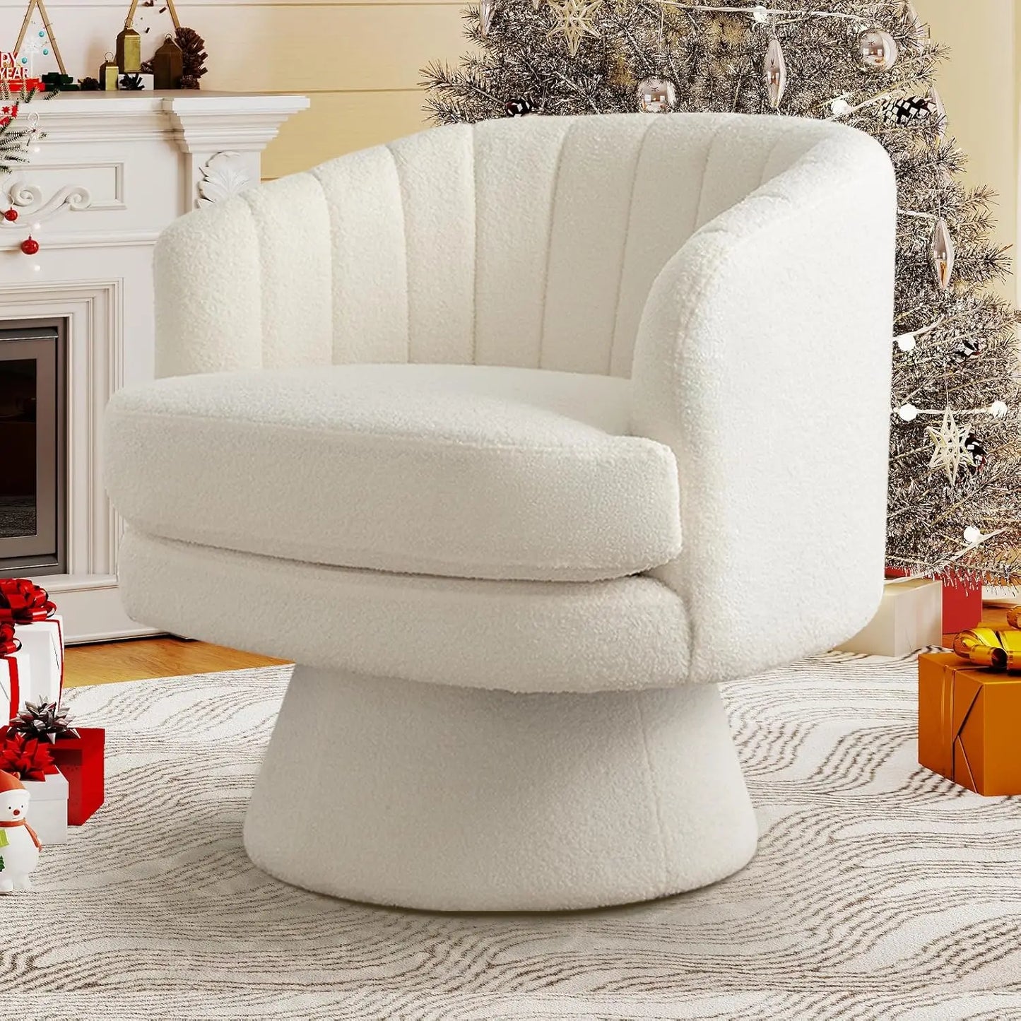 360 Degree Swivel Barrel Chair with Curve Back