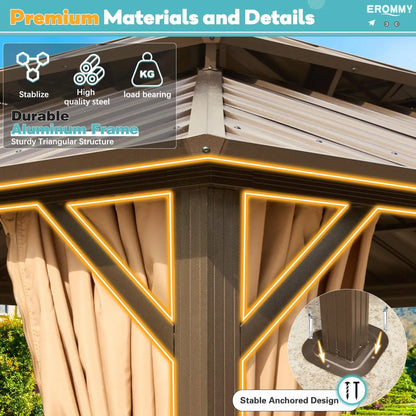 Permanent Outdoor Metal Pavilion Hardtop Gazebo