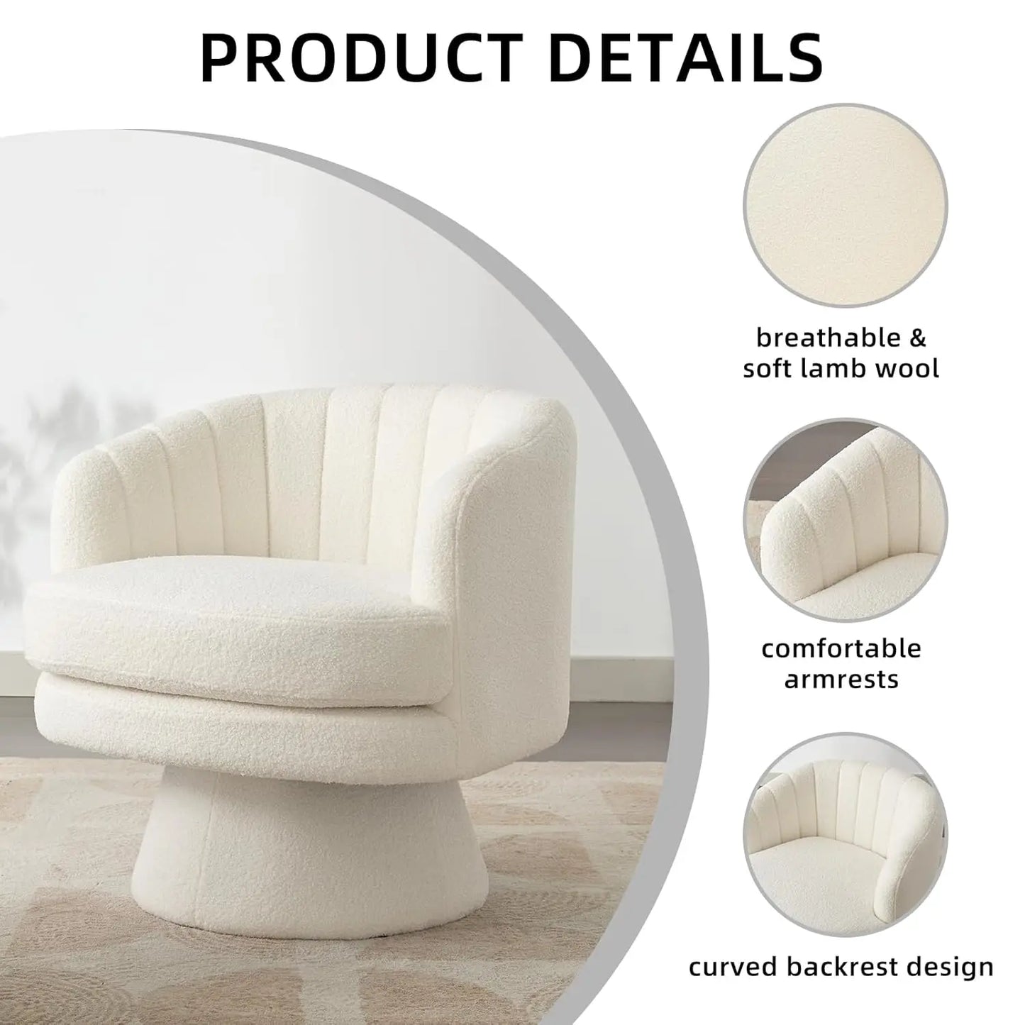 360 Degree Swivel Barrel Chair with Curve Back