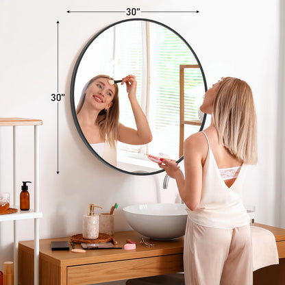 30 Inch Large Gold Round Framed Mirror