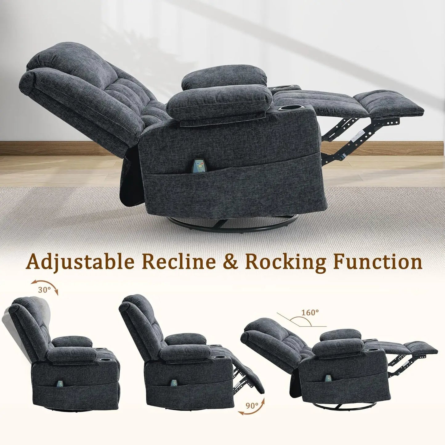 Customized Swivel Rocker Recliner with Massage and Heating