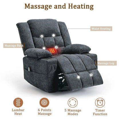 Customized Swivel Rocker Recliner with Massage and Heating