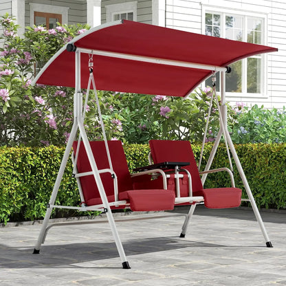 Outdoor Swing with Storage Table Cup Holders
