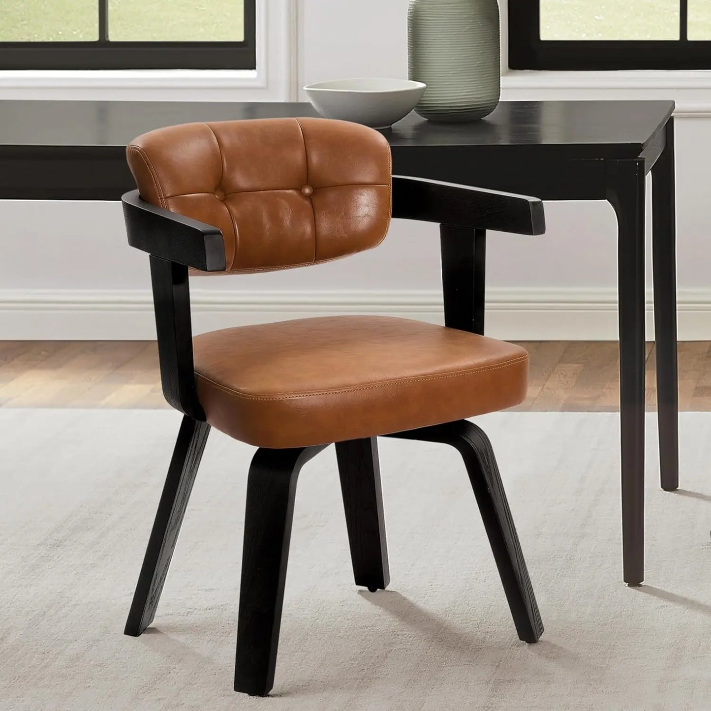 Swivel Desk Chair, Office Chairs with Wooden Legs