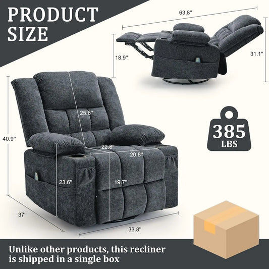 Customized Swivel Rocker Recliner with Massage and Heating