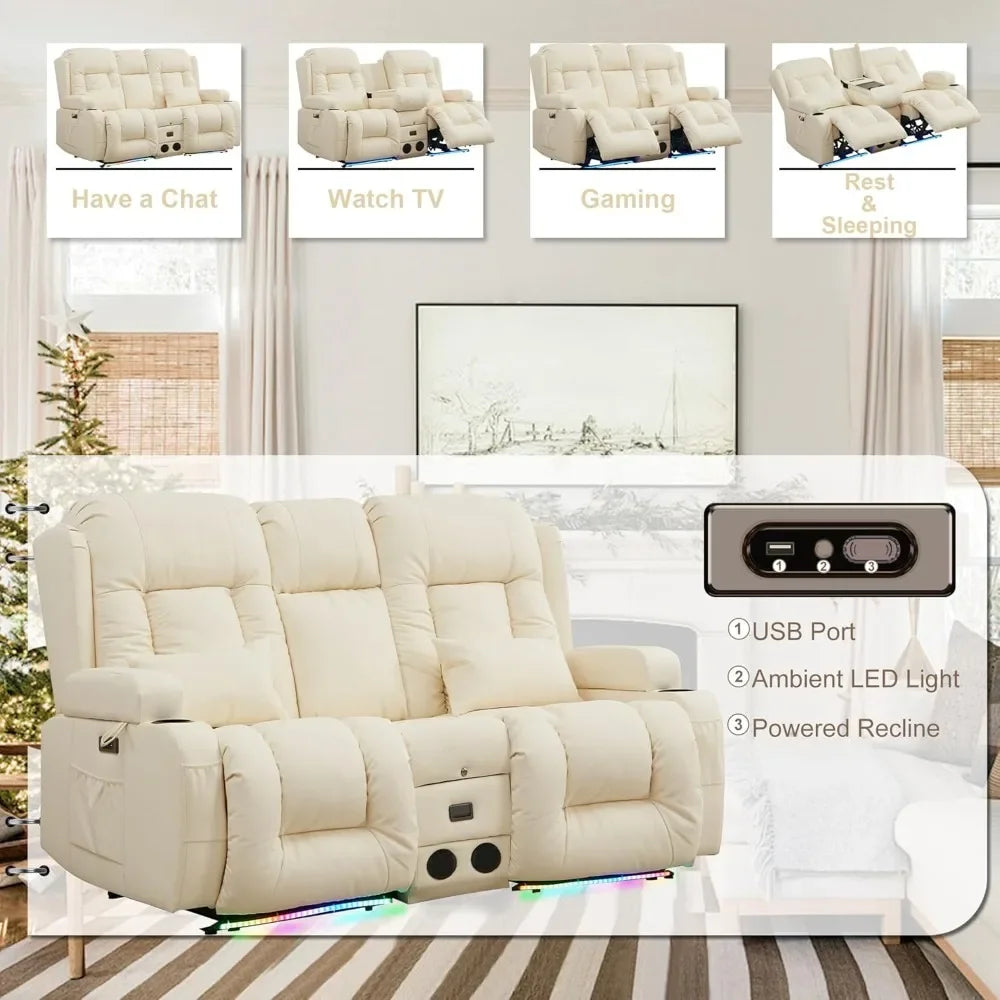 "Electric Reclining Loveseat with Console