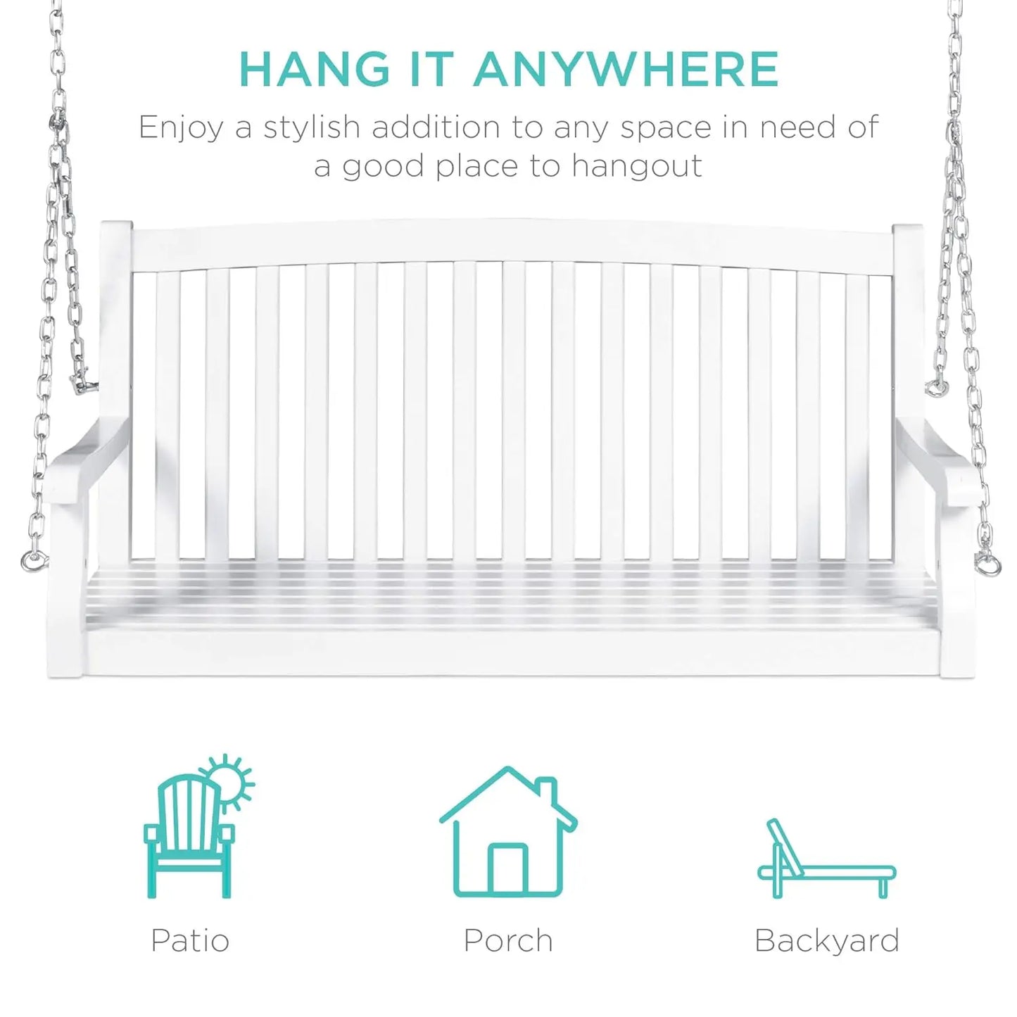 48in Wood hanging Porch Swing w/Mounting Chair Customized