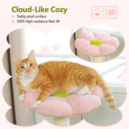 Flower Cat Tree with Scratching Hammock, Perch, Scratcher, Kitten Toy