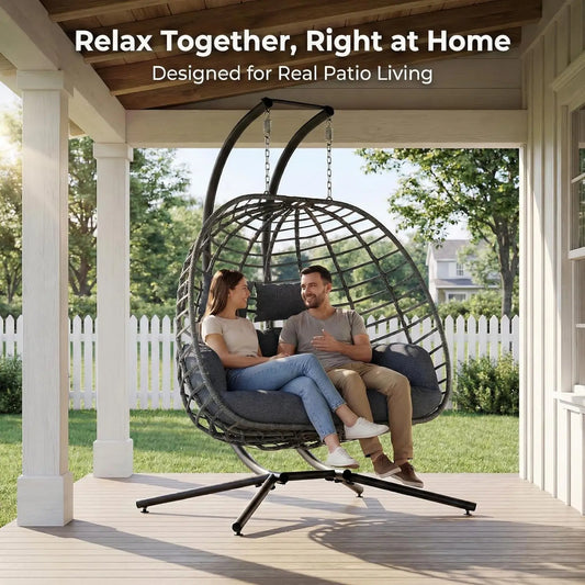 2 Person Hanging Wicker Hammock with Cushion Customized