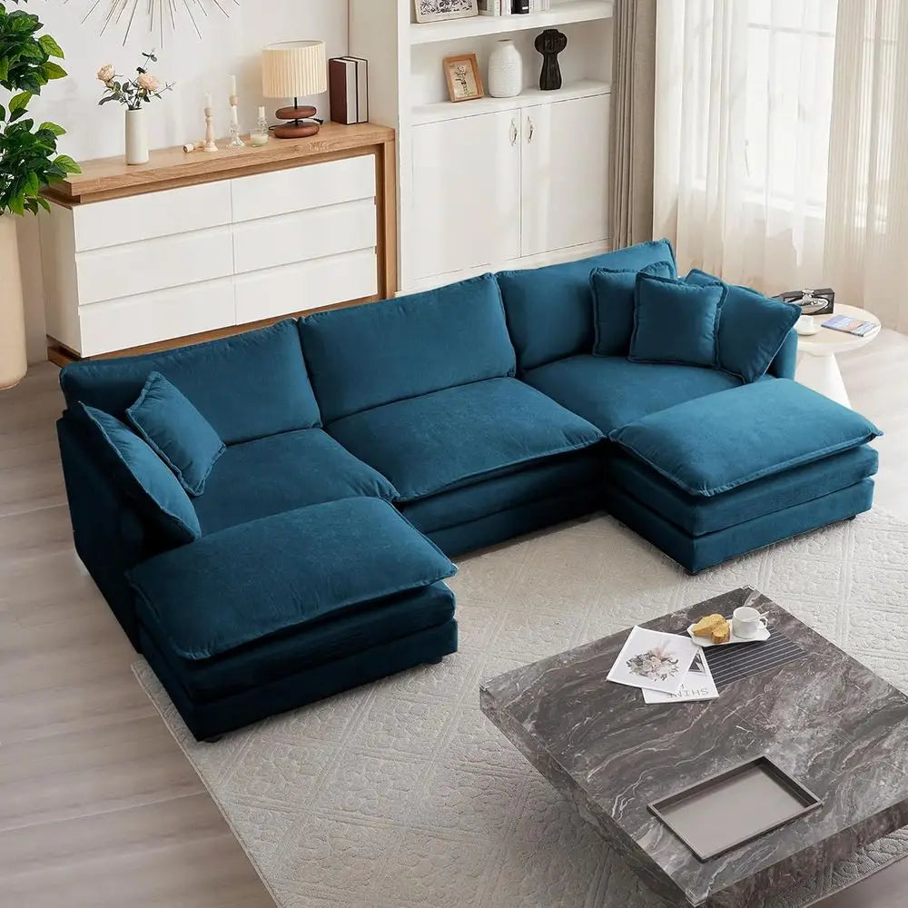 3-Seat Couch Set with Movable Ottoman