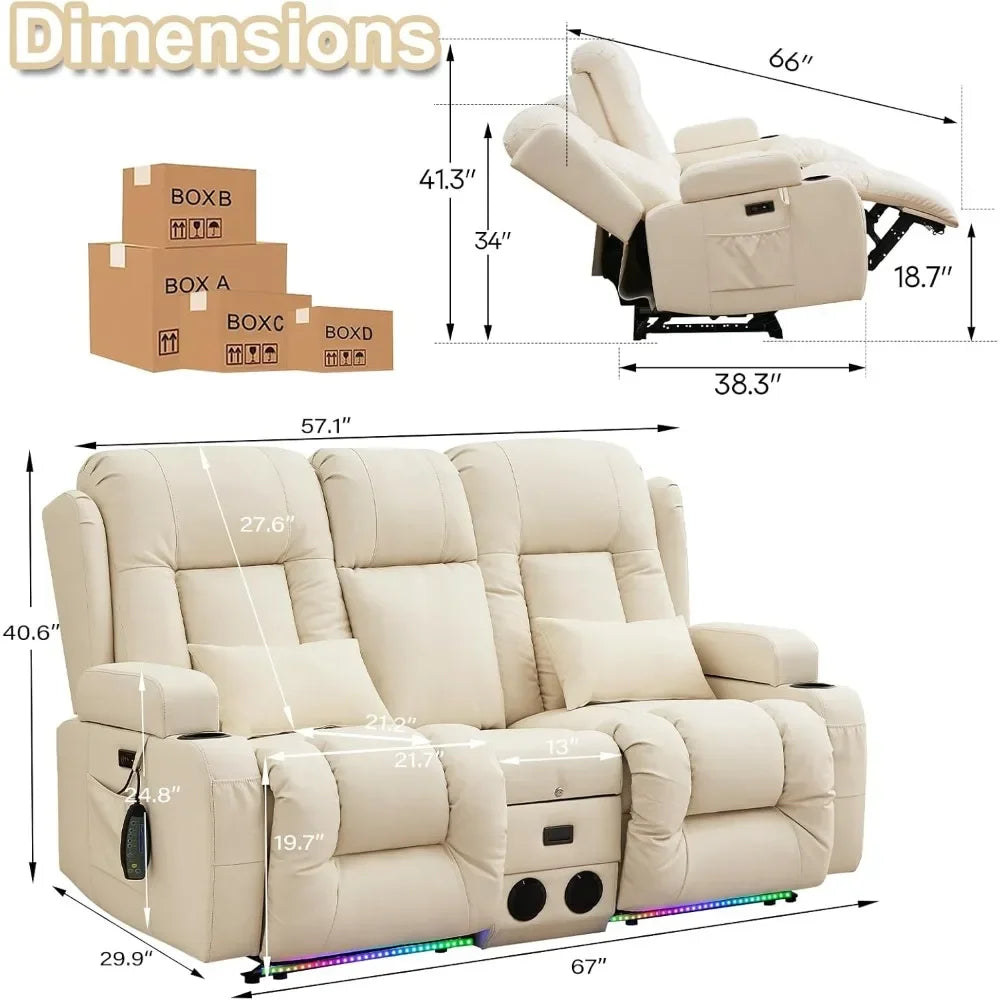"Electric Reclining Loveseat with Console