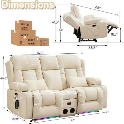 "Electric Reclining Loveseat with Console