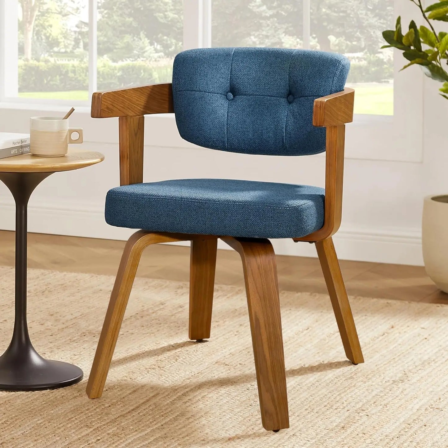 Swivel Desk Chair, Office Chairs with Wooden Legs