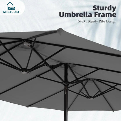 15ft Double Sided Patio Umbrella with Base Included