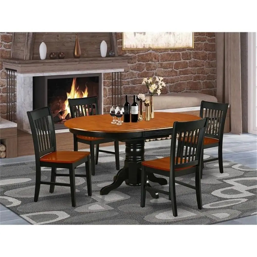 5-Piece Black & Cherry Finish Dining Set