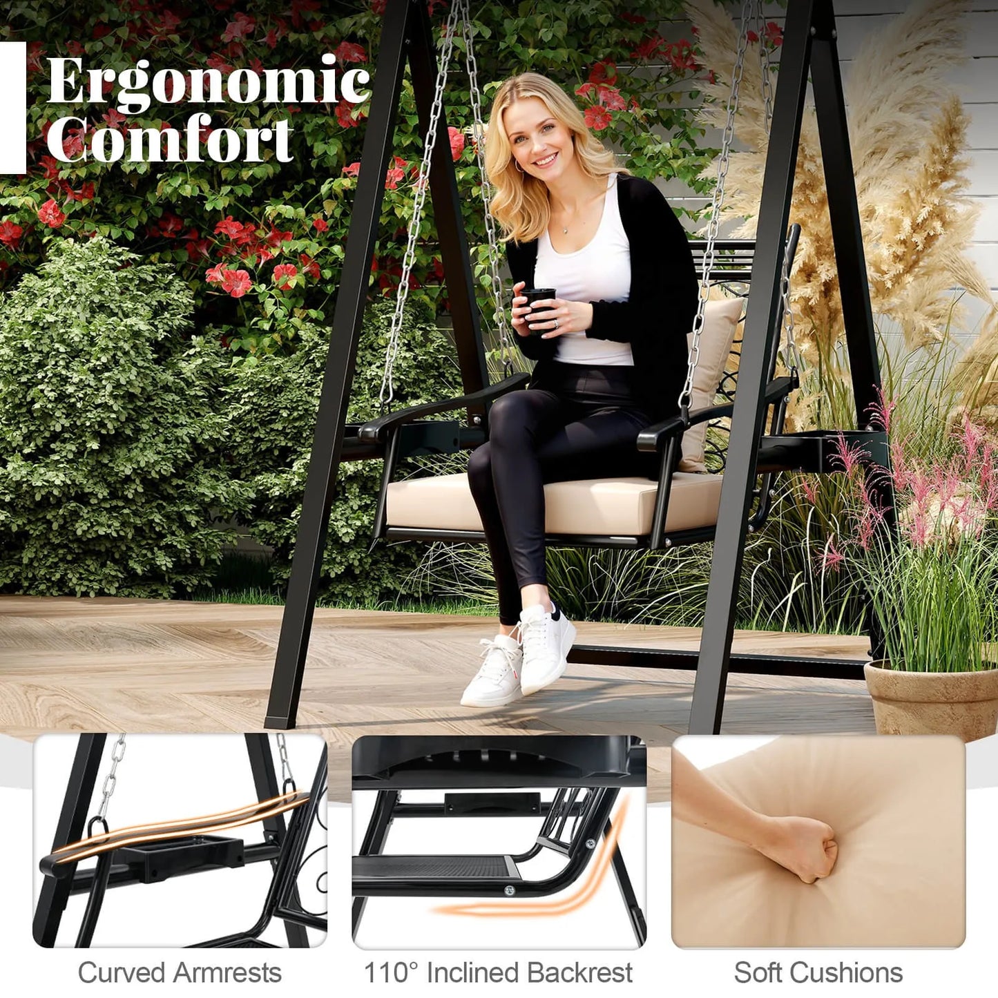 Balcony Porch Swing w/Stand