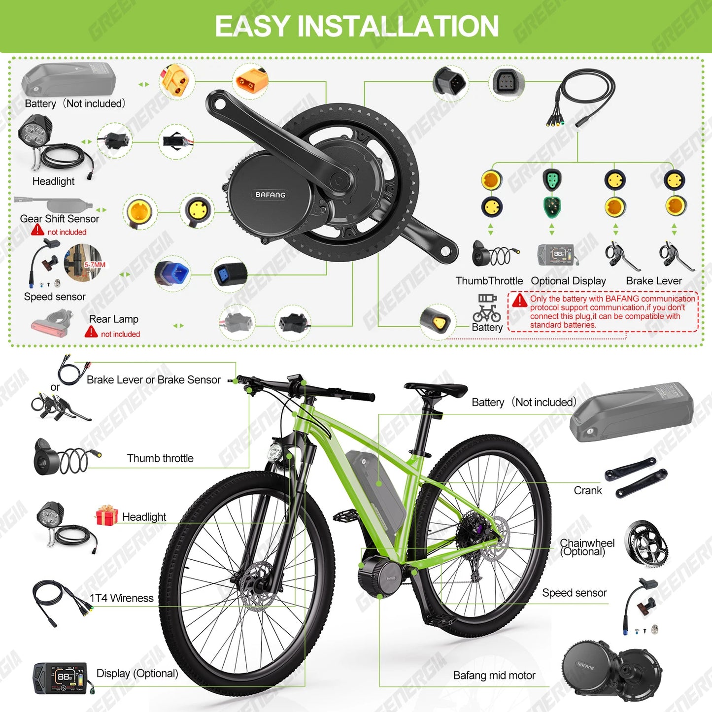 Complete Set Electric Bike Middle Drive eBike Conversion Kit