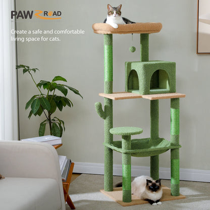 Cat Tower with Hammock, Scratching Posts, Cozy Condo and Top Perch