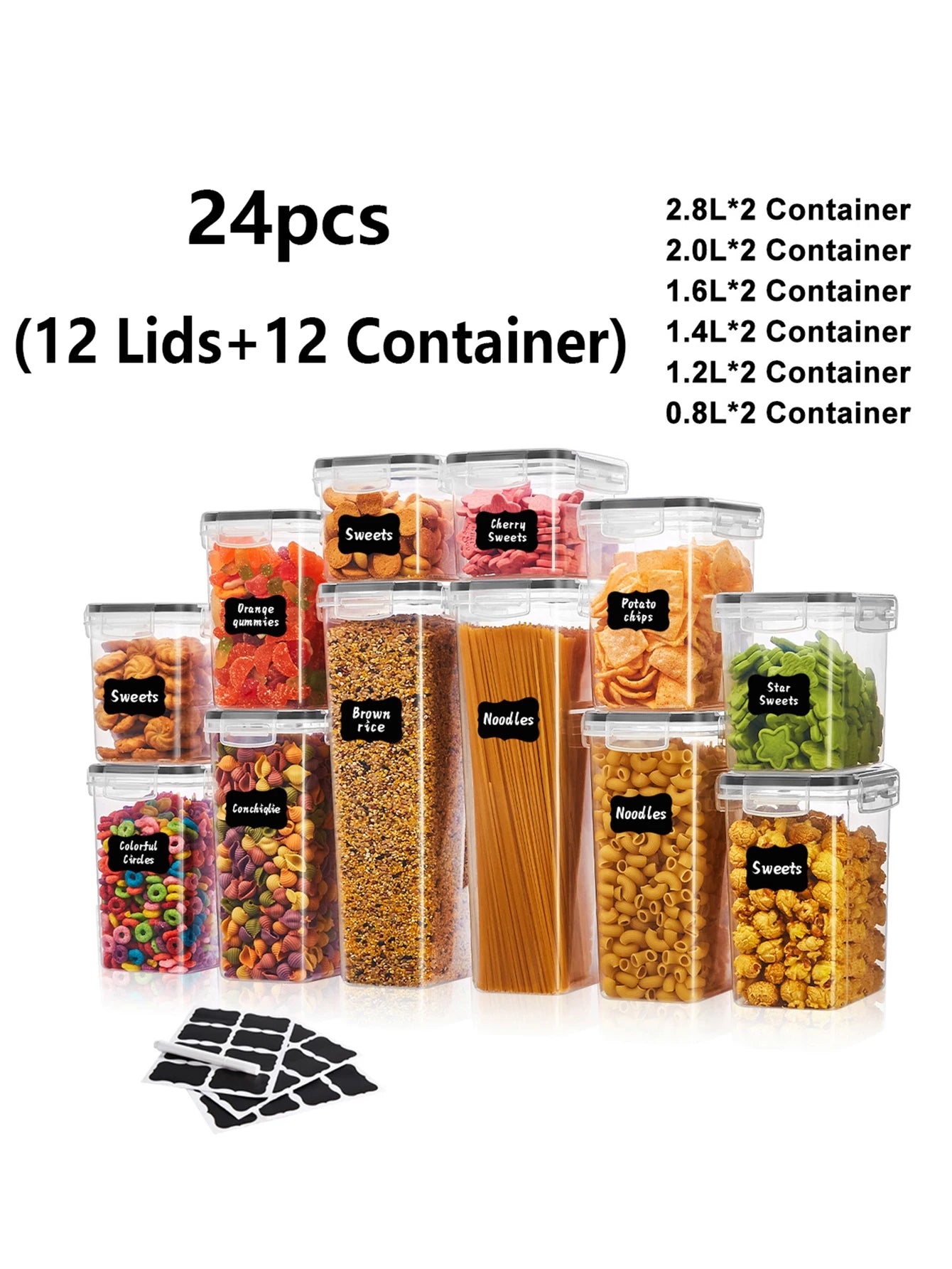 24 pc storage containers with sealed lids