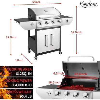 Propane Gas BBQ Grill with Side Burner