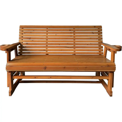 Glider Bench with Cup Holders
