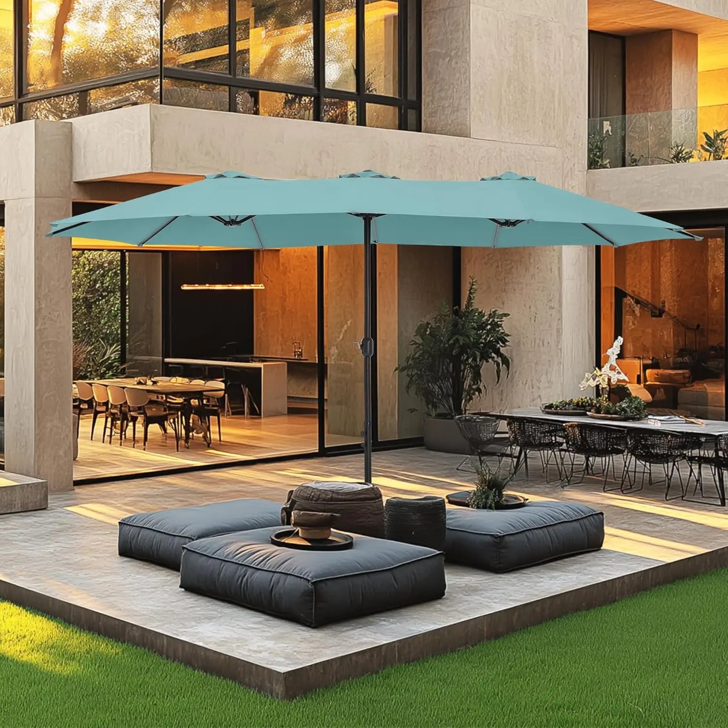 15ft Double Sided Patio Umbrella with Base Included